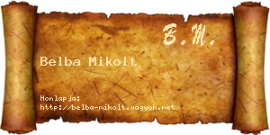 Belba Mikolt névjegykártya